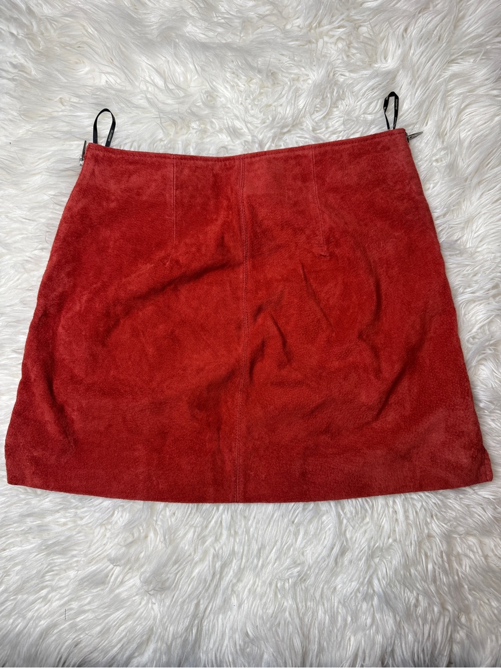 Blank NYC Red Suede Mini Skirt with Side Zippers
